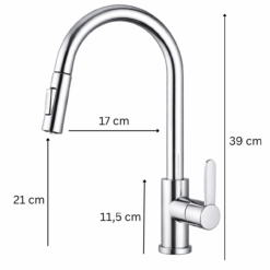 Bateria kuchenna z wyciąganą wylewką DELVANT SLIM CHROM - obrazek 9