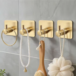 Haczyk łazienkowy kuchenny wieszak samoprzylepny DELVANT PALO złoty szczotkowany - obrazek 16