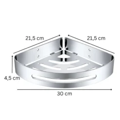 Półka łazienkowa wisząca pod prysznic narożnikowa metalowa ścienna DELVANT BLARC chrom