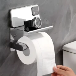 Uchwyt na papier toaletowy z półką metalowy DELVANT DUVO CHROM