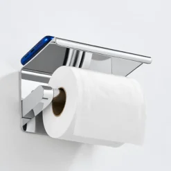 Uchwyt na papier toaletowy z półką metalowy DELVANT DUVO CHROM