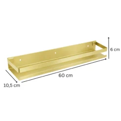 Półka łazienkowa wisząca pod prysznic kuchenna metalowa DELVANT BANO złota szczotkowana 60 cm