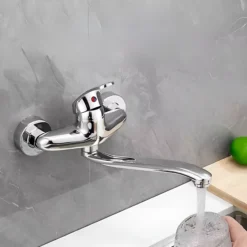 BATERIA KUCHENNA ŚCIENNA KRAN ZLEWOZMYWAK DŁUGA WYLEWKA DELVANT CONSE CHROM