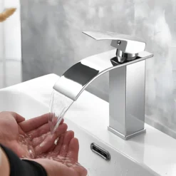 BATERIA UMYWALKOWA ŁAZIENKOWA KRAN NABLATOWA STOJĄCA STAL DELVANT HEA CHROM