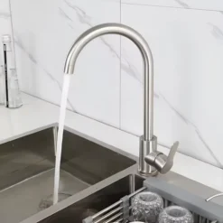 Bateria kuchenna stojąca do zlewu nablatowa kran 360° DELVANT SENTO srebrny szczotkowany