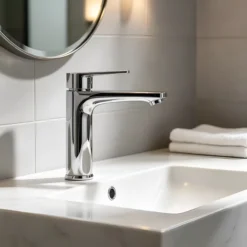 Bateria umywalkowa łazienkowa uniwersalna stojąca kran nablatowy DELVANT AFNEL chrom