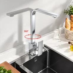 Bateria kuchenna stojąca wysoka nablatowa obrotowa DELVANT FLAT chrom