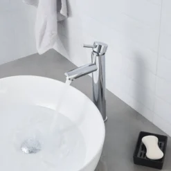 Bateria umywalkowa łazienkowa stojąca nablatowa DELVANT MIKO wysoka chrom